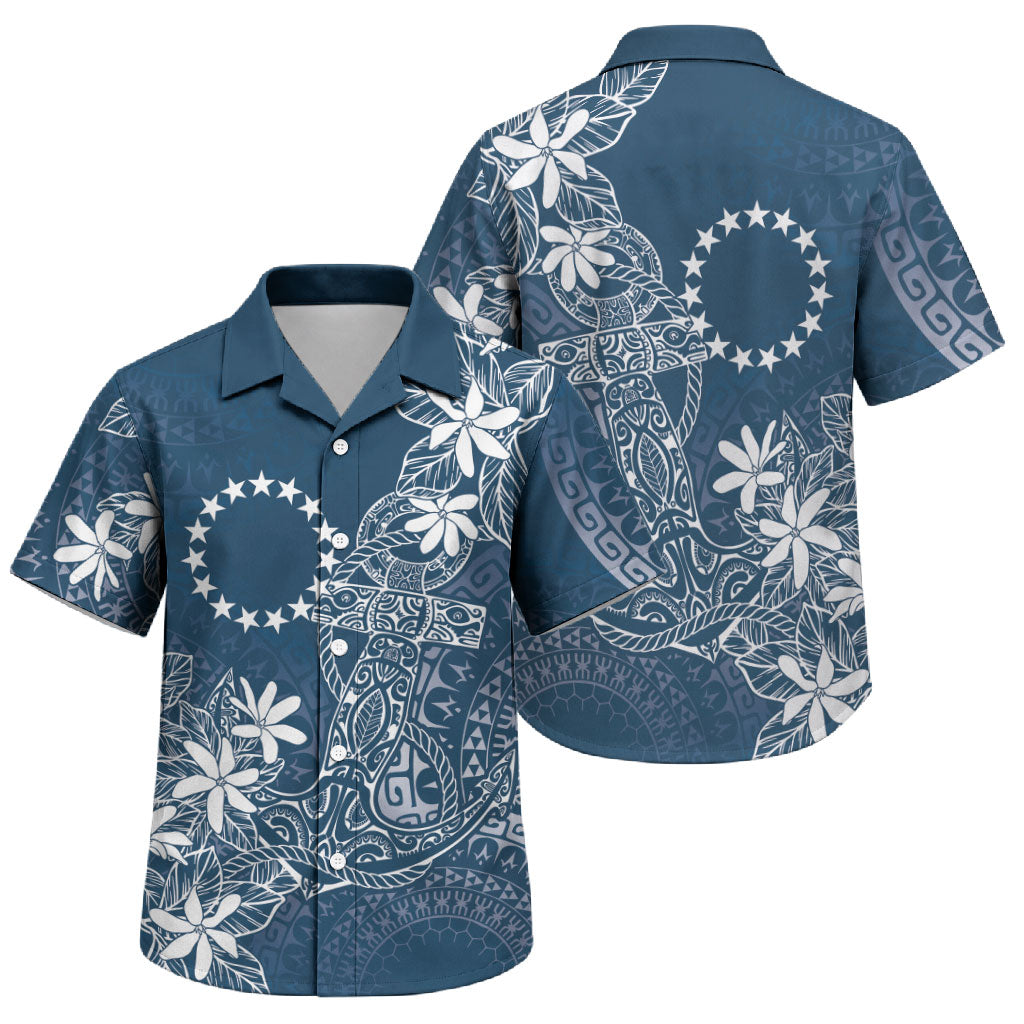 Navy Kuki Airani Tapakau Family Matching Off The Shoulder Long Sleeve Dress and Hawaiian Shirt Tribal Anchor Mix Tiare LT7 Son's Shirt Navy - Polynesian Pride