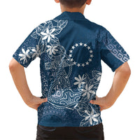 Navy Kuki Airani Tapakau Family Matching Off Shoulder Maxi Dress and Hawaiian Shirt Tribal Anchor Mix Tiare