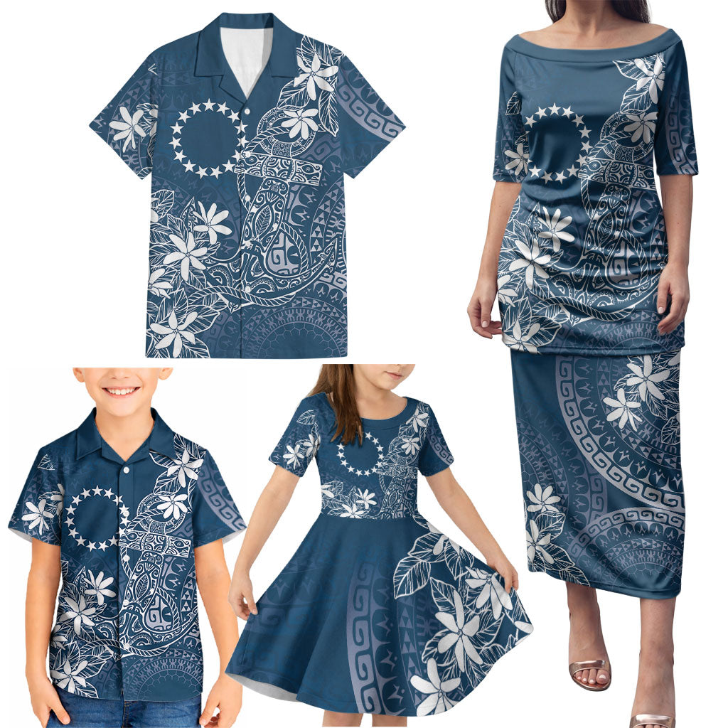 Navy Kuki Airani Tapakau Family Matching Puletasi and Hawaiian Shirt Tribal Anchor Mix Tiare LT7 - Polynesian Pride