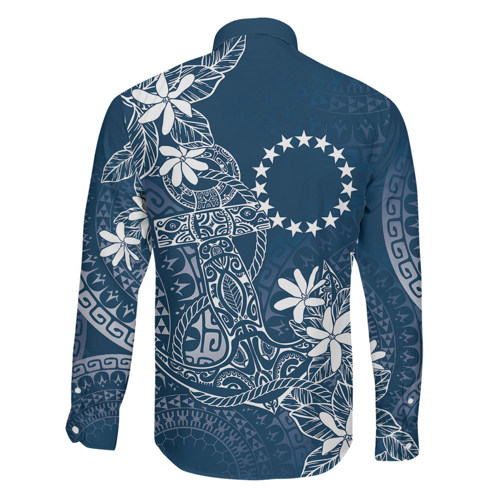 Navy Kuki Airani Tapakau Family Matching Puletasi and Hawaiian Shirt Tribal Anchor Mix Tiare