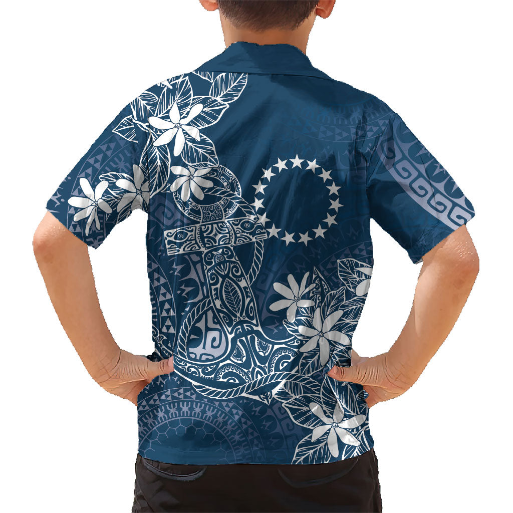 Navy Kuki Airani Tapakau Family Matching Summer Maxi Dress and Hawaiian Shirt Tribal Anchor Mix Tiare