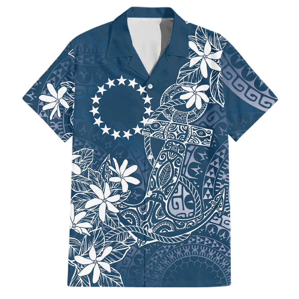 Navy Kuki Airani Tapakau Family Matching Tank Maxi Dress and Hawaiian Shirt Tribal Anchor Mix Tiare
