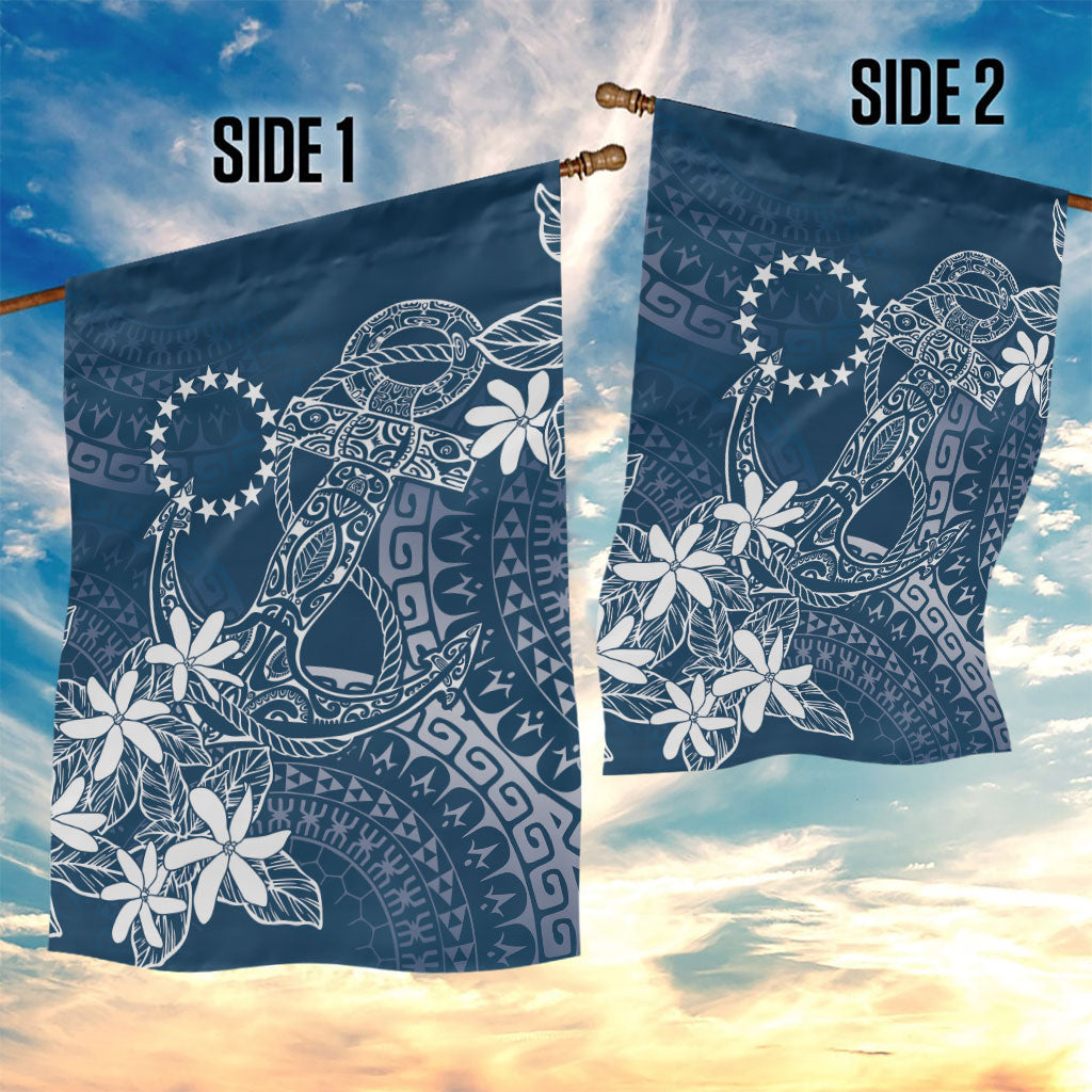 Navy Kuki Airani Tapakau Garden Flag Tribal Anchor Mix Tiare LT7 - Polynesian Pride