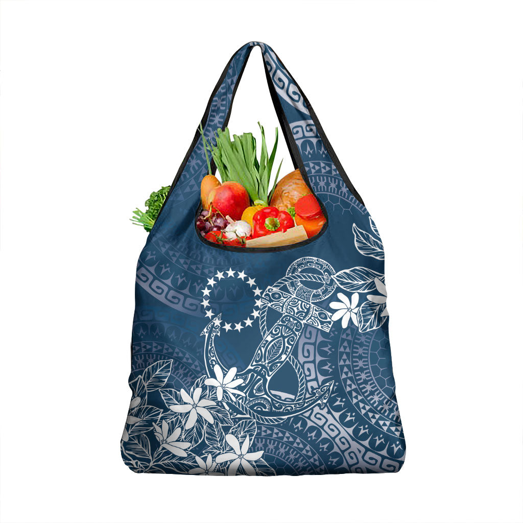 Navy Kuki Airani Tapakau Grocery Bag Tribal Anchor Mix Tiare LT7 1-pack One Size Navy - Polynesian Pride
