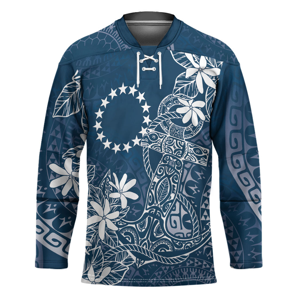 Navy Kuki Airani Tapakau Hockey Jersey Tribal Anchor Mix Tiare LT7 Unisex Navy - Polynesian Pride