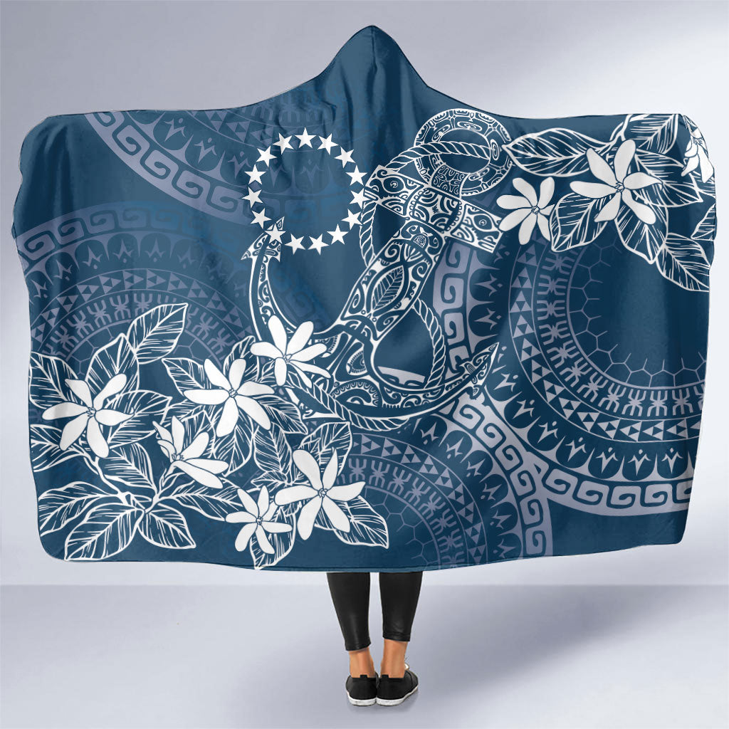 Navy Kuki Airani Tapakau Hooded Blanket Tribal Anchor Mix Tiare LT7 One Size Navy - Polynesian Pride