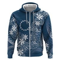 Navy Kuki Airani Tapakau Hoodie Tribal Anchor Mix Tiare LT7 Zip Hoodie Navy - Polynesian Pride