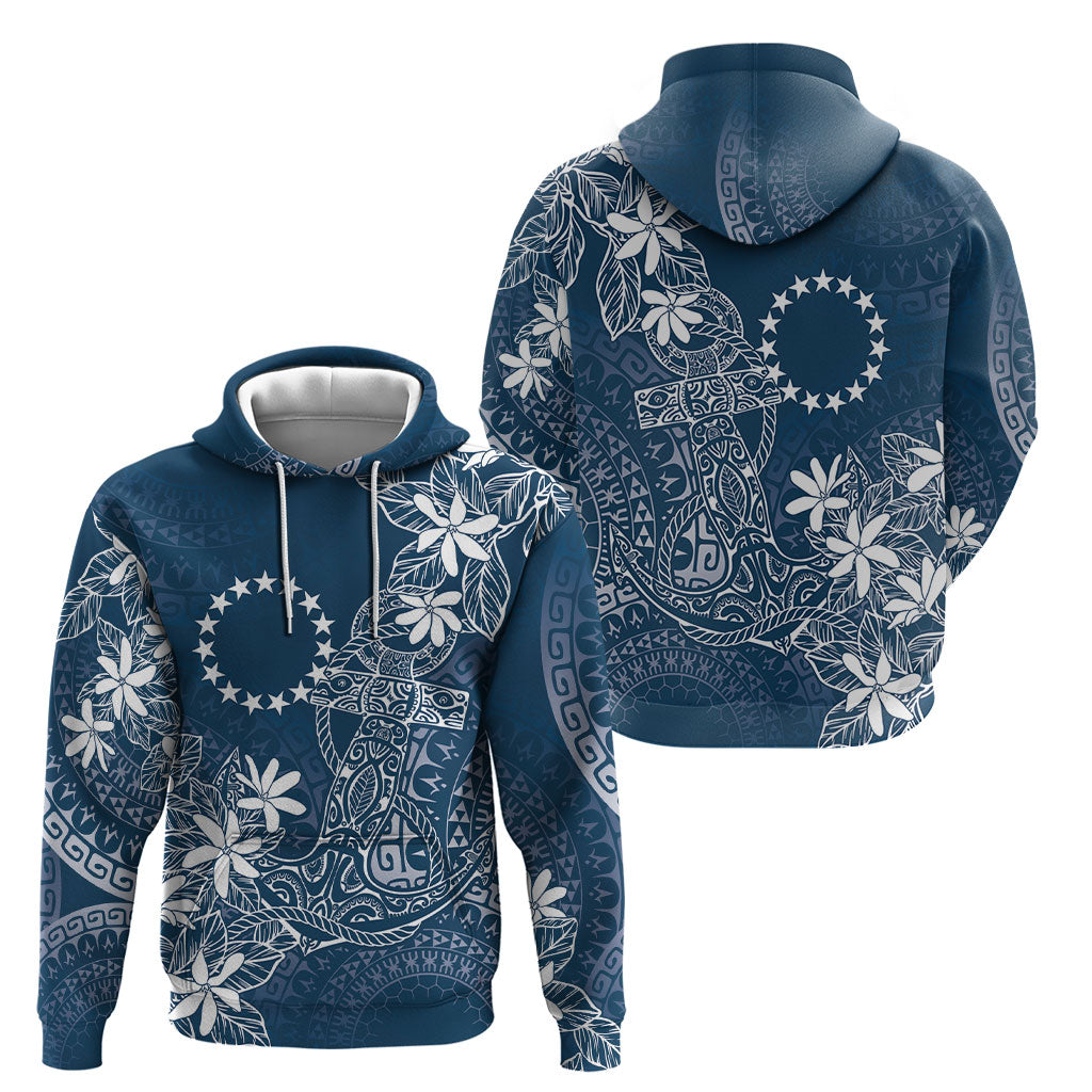 Navy Kuki Airani Tapakau Hoodie Tribal Anchor Mix Tiare LT7 - Polynesian Pride