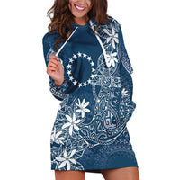 Navy Kuki Airani Tapakau Hoodie Dress Tribal Anchor Mix Tiare