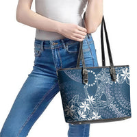 Navy Kuki Airani Tapakau Leather Tote Bag Tribal Anchor Mix Tiare