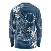 Navy Kuki Airani Tapakau Long Sleeve Shirt Tribal Anchor Mix Tiare LT7 - Polynesian Pride