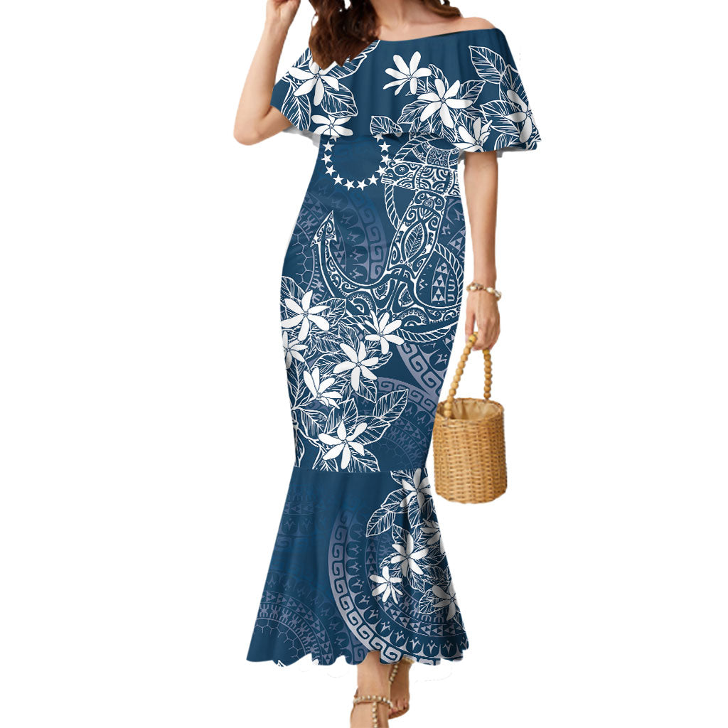 Navy Kuki Airani Tapakau Mermaid Dress Tribal Anchor Mix Tiare