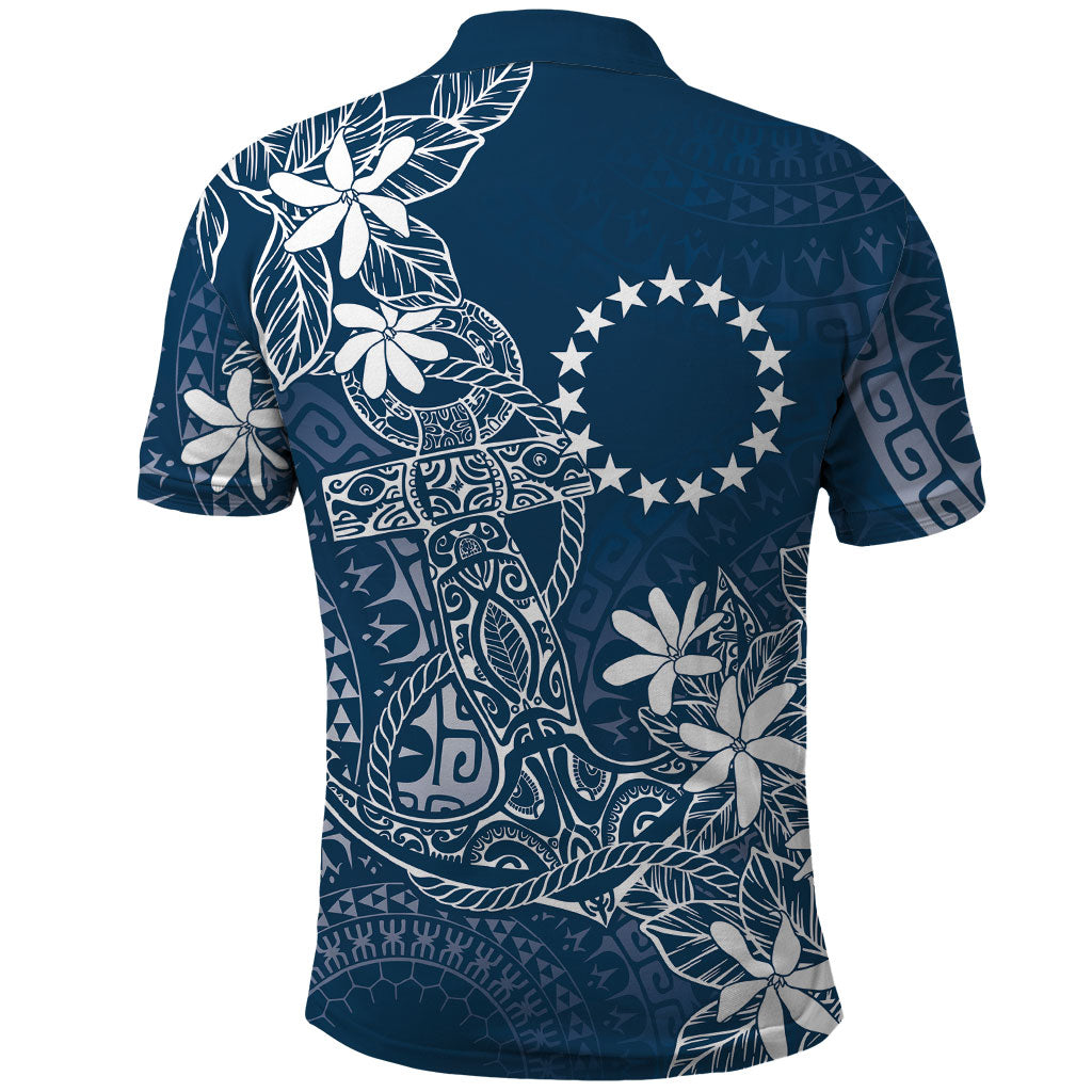Navy Kuki Airani Tapakau Polo Shirt Tribal Anchor Mix Tiare LT7 - Polynesian Pride
