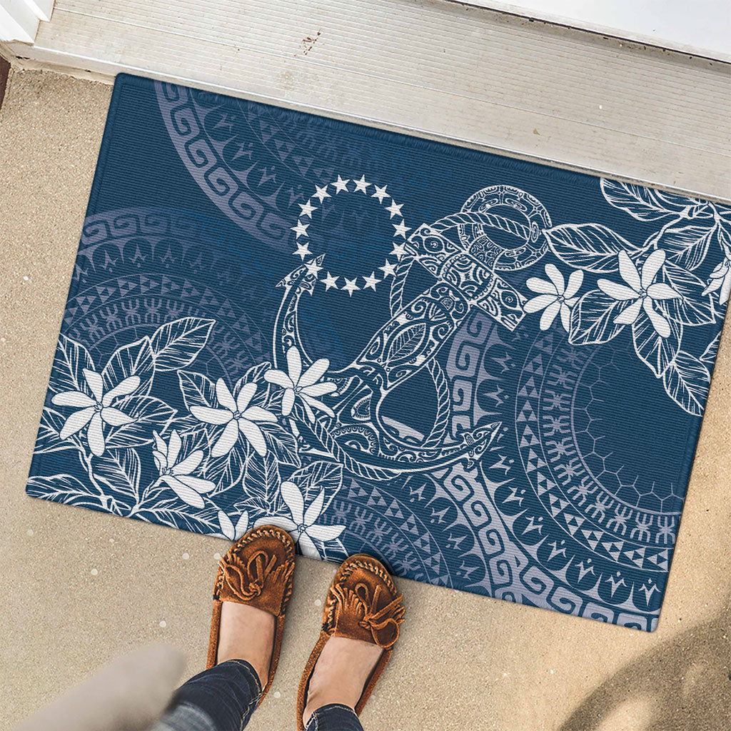 Navy Kuki Airani Tapakau Rubber Doormat Tribal Anchor Mix Tiare