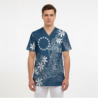 Navy Kuki Airani Tapakau Scrub Top Tribal Anchor Mix Tiare LT7 - Polynesian Pride