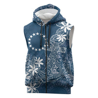 Navy Kuki Airani Tapakau Sleeveless Zip Hoodie Tribal Anchor Mix Tiare