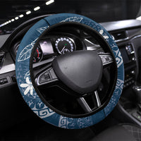 Navy Kuki Airani Tapakau Steering Wheel Cover Tribal Anchor Mix Tiare LT7 Universal Fit Navy - Polynesian Pride