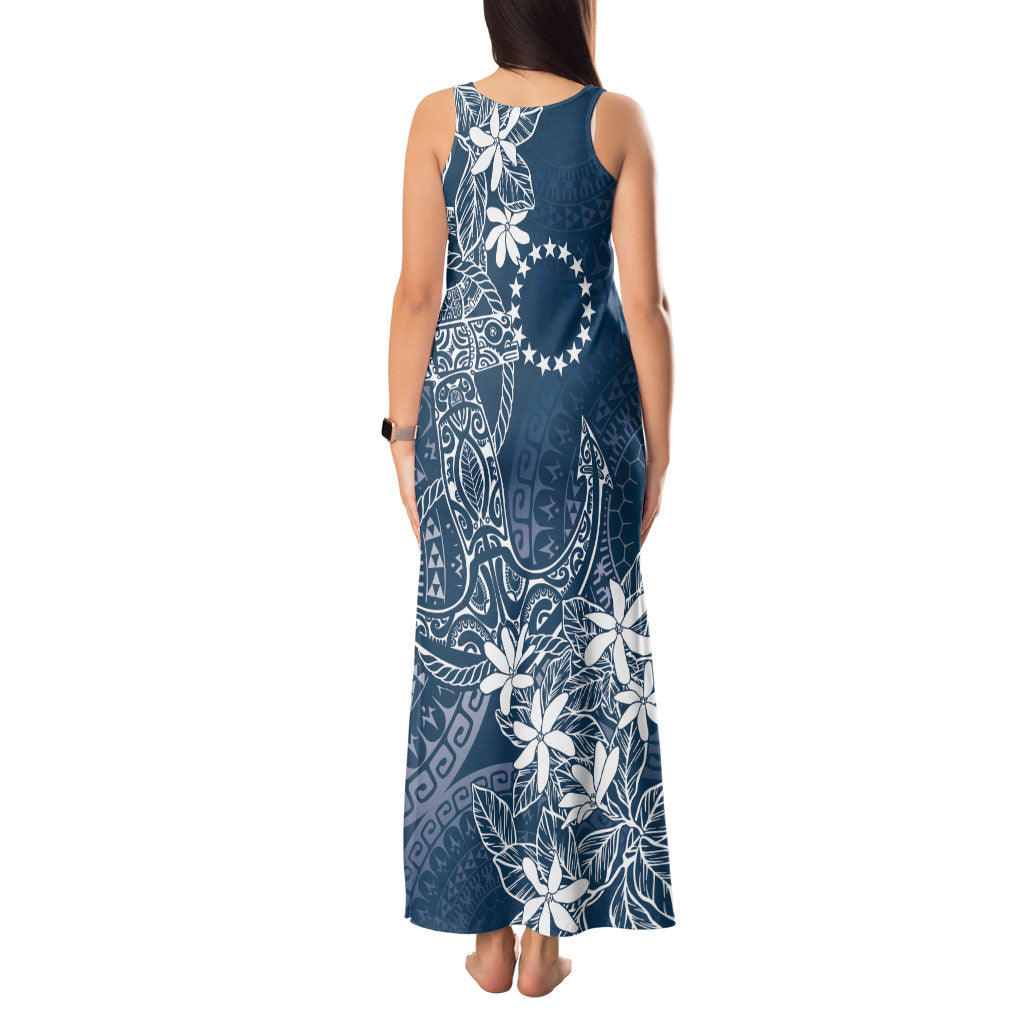 Navy Kuki Airani Tapakau Tank Maxi Dress Tribal Anchor Mix Tiare LT7 - Polynesian Pride