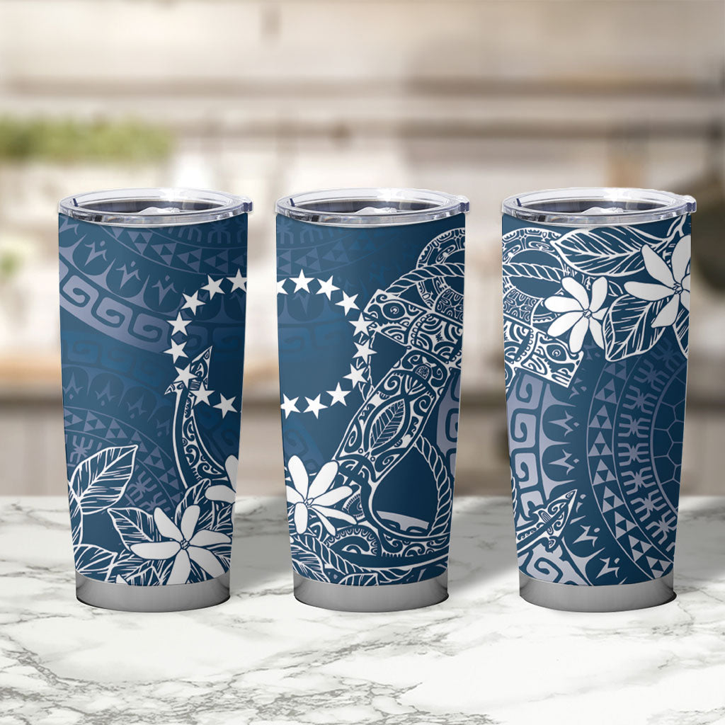 Navy Kuki Airani Tapakau Tumbler Cup Tribal Anchor Mix Tiare LT7 - Polynesian Pride