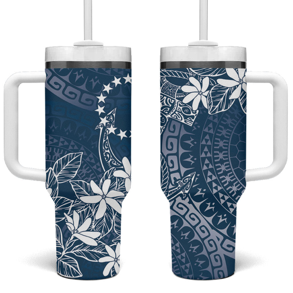 Navy Kuki Airani Tapakau Tumbler With Handle Tribal Anchor Mix Tiare LT7 One Size: 40 oz Navy - Polynesian Pride