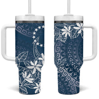 Navy Kuki Airani Tapakau Tumbler With Handle Tribal Anchor Mix Tiare LT7 One Size: 40 oz Navy - Polynesian Pride