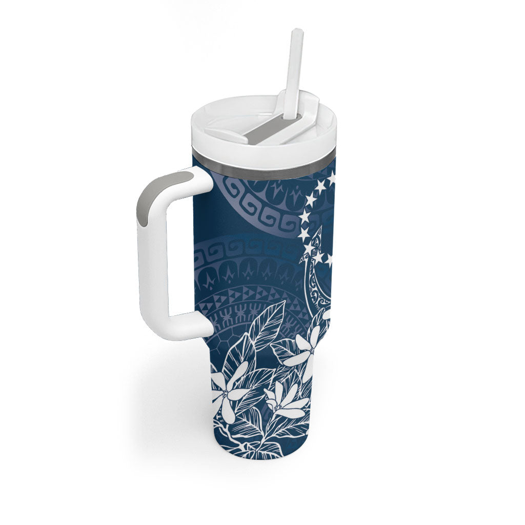 Navy Kuki Airani Tapakau Tumbler With Handle Tribal Anchor Mix Tiare LT7 - Polynesian Pride