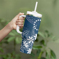 Navy Kuki Airani Tapakau Tumbler With Handle Tribal Anchor Mix Tiare LT7 - Polynesian Pride