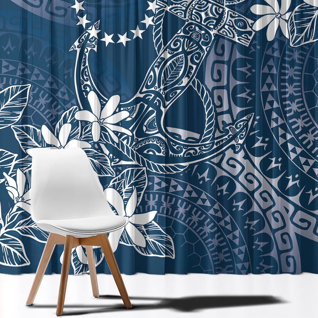 Navy Kuki Airani Tapakau Window Curtain Tribal Anchor Mix Tiare