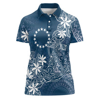 Navy Kuki Airani Tapakau Women Polo Shirt Tribal Anchor Mix Tiare