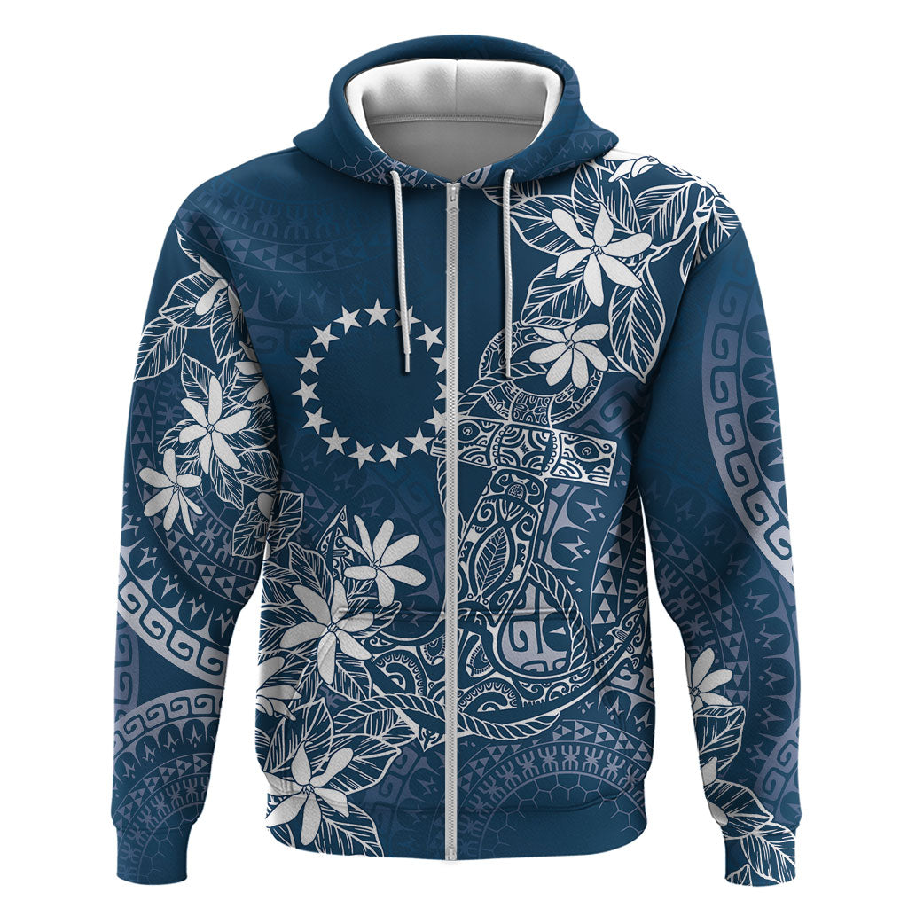 Navy Kuki Airani Tapakau Zip Hoodie Tribal Anchor Mix Tiare LT7 Zip Hoodie Navy - Polynesian Pride