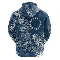 Navy Kuki Airani Tapakau Zip Hoodie Tribal Anchor Mix Tiare