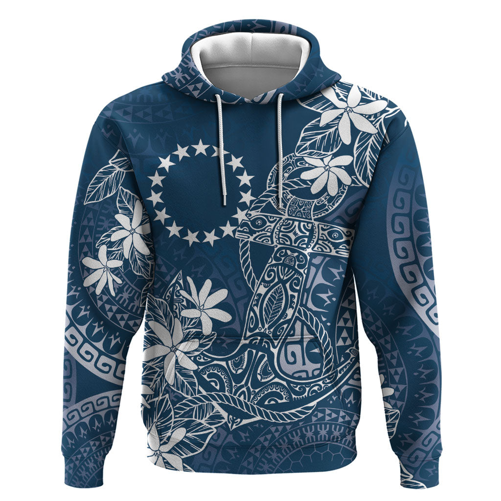 Navy Kuki Airani Tapakau Zip Hoodie Tribal Anchor Mix Tiare