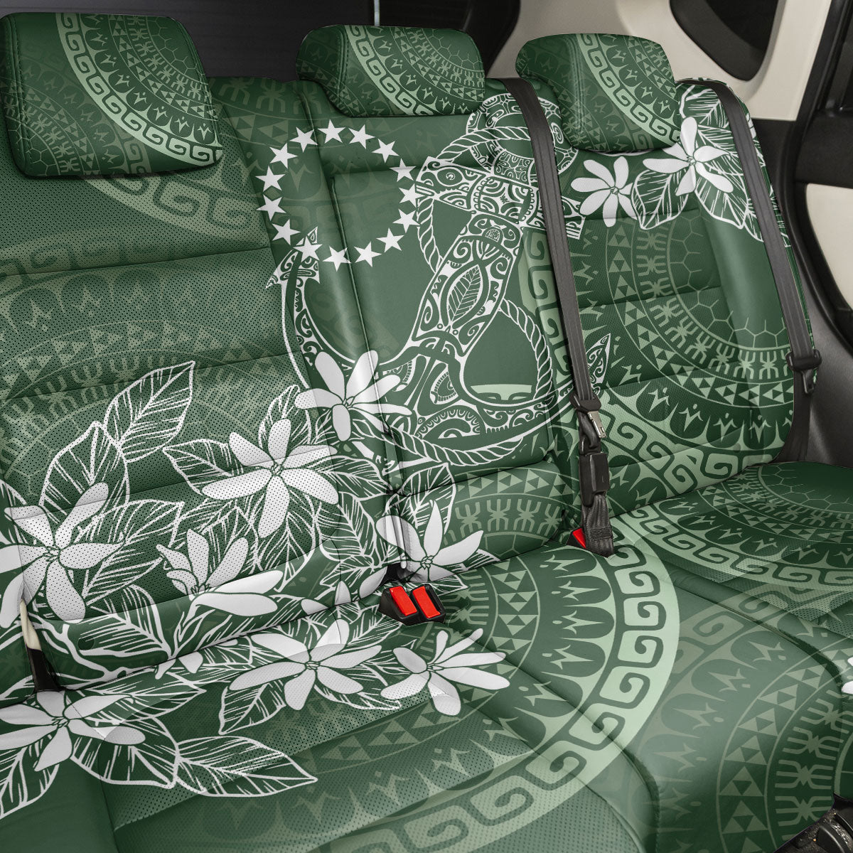 Sage Green Kuki Airani Tapakau Back Car Seat Cover Tribal Anchor Mix Tiare