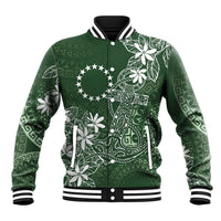 Sage Green Kuki Airani Tapakau Baseball Jacket Tribal Anchor Mix Tiare