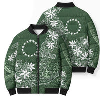Sage Green Kuki Airani Tapakau Bomber Puffer Jacket Tribal Anchor Mix Tiare