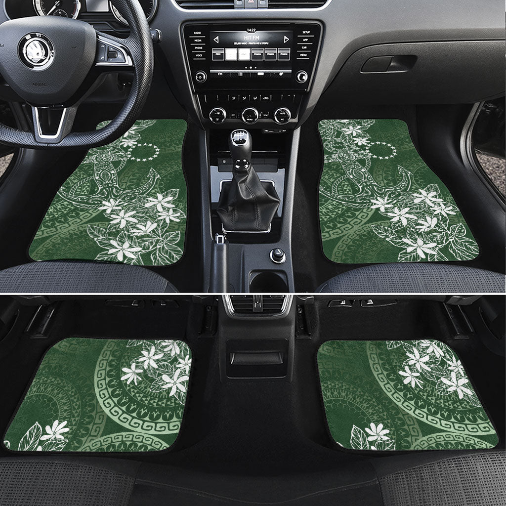 Sage Green Kuki Airani Tapakau Car Mats Tribal Anchor Mix Tiare LT7 Set 4pcs Sage Green - Polynesian Pride
