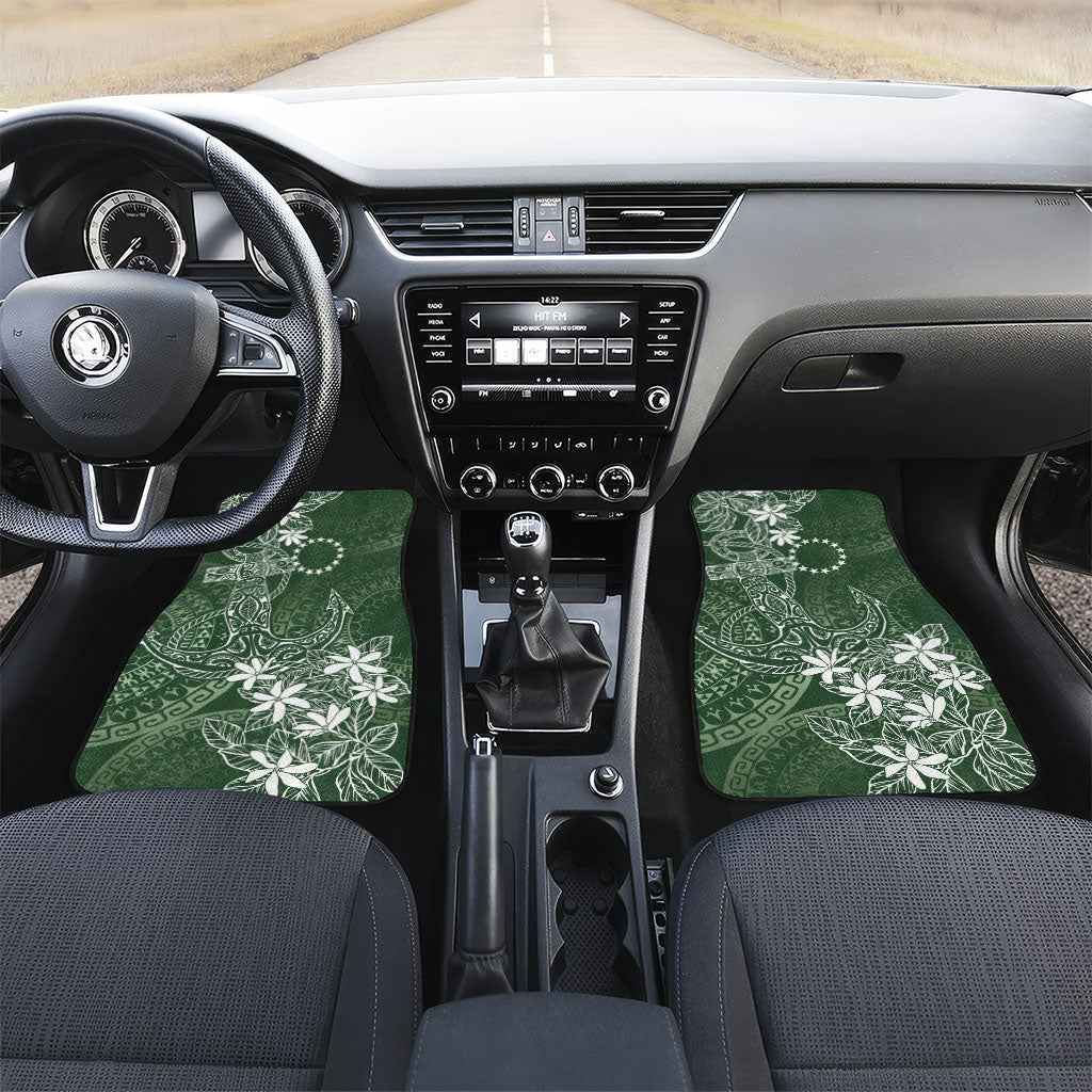 Sage Green Kuki Airani Tapakau Car Mats Tribal Anchor Mix Tiare LT7 Set 2pcs - Front Sage Green - Polynesian Pride