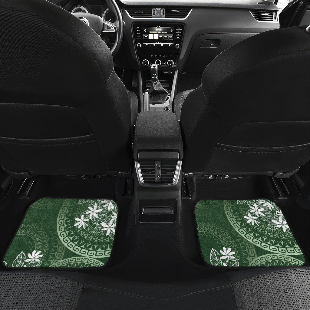 Sage Green Kuki Airani Tapakau Car Mats Tribal Anchor Mix Tiare LT7 Set 2pcs - Back Sage Green - Polynesian Pride