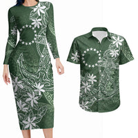 Sage Green Kuki Airani Tapakau Couples Matching Long Sleeve Bodycon Dress and Hawaiian Shirt Tribal Anchor Mix Tiare LT7 Sage Green - Polynesian Pride
