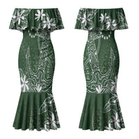 Sage Green Kuki Airani Tapakau Couples Matching Mermaid Dress and Hawaiian Shirt Tribal Anchor Mix Tiare LT7 - Polynesian Pride