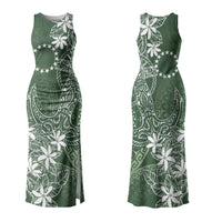 Sage Green Kuki Airani Tapakau Couples Matching Tank Maxi Dress and Hawaiian Shirt Tribal Anchor Mix Tiare LT7 - Polynesian Pride
