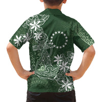 Sage Green Kuki Airani Tapakau Family Matching Long Sleeve Bodycon Dress and Hawaiian Shirt Tribal Anchor Mix Tiare