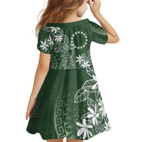 Sage Green Kuki Airani Tapakau Family Matching Off Shoulder Short Dress and Hawaiian Shirt Tribal Anchor Mix Tiare