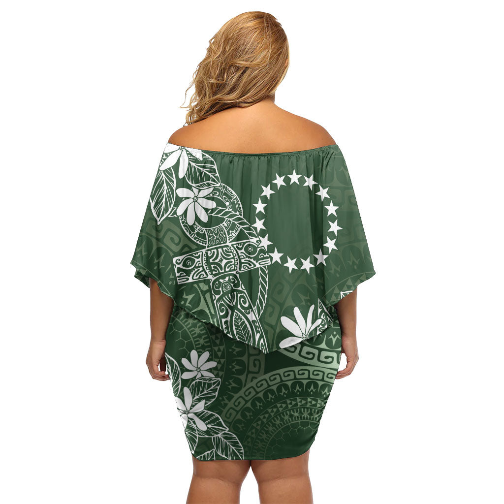 Sage Green Kuki Airani Tapakau Family Matching Off Shoulder Short Dress and Hawaiian Shirt Tribal Anchor Mix Tiare