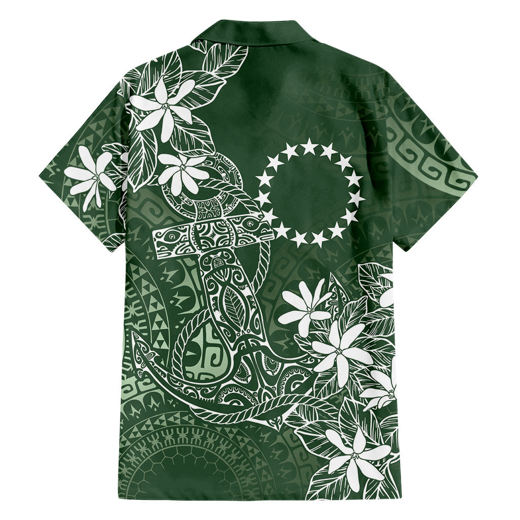 Sage Green Kuki Airani Tapakau Family Matching Short Sleeve Bodycon Dress and Hawaiian Shirt Tribal Anchor Mix Tiare