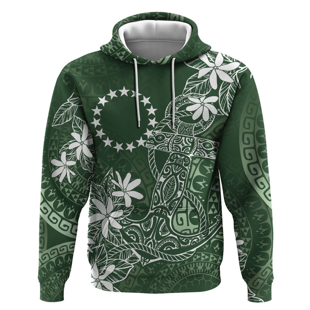 Sage Green Kuki Airani Tapakau Hoodie Tribal Anchor Mix Tiare LT7 Pullover Hoodie Sage Green - Polynesian Pride