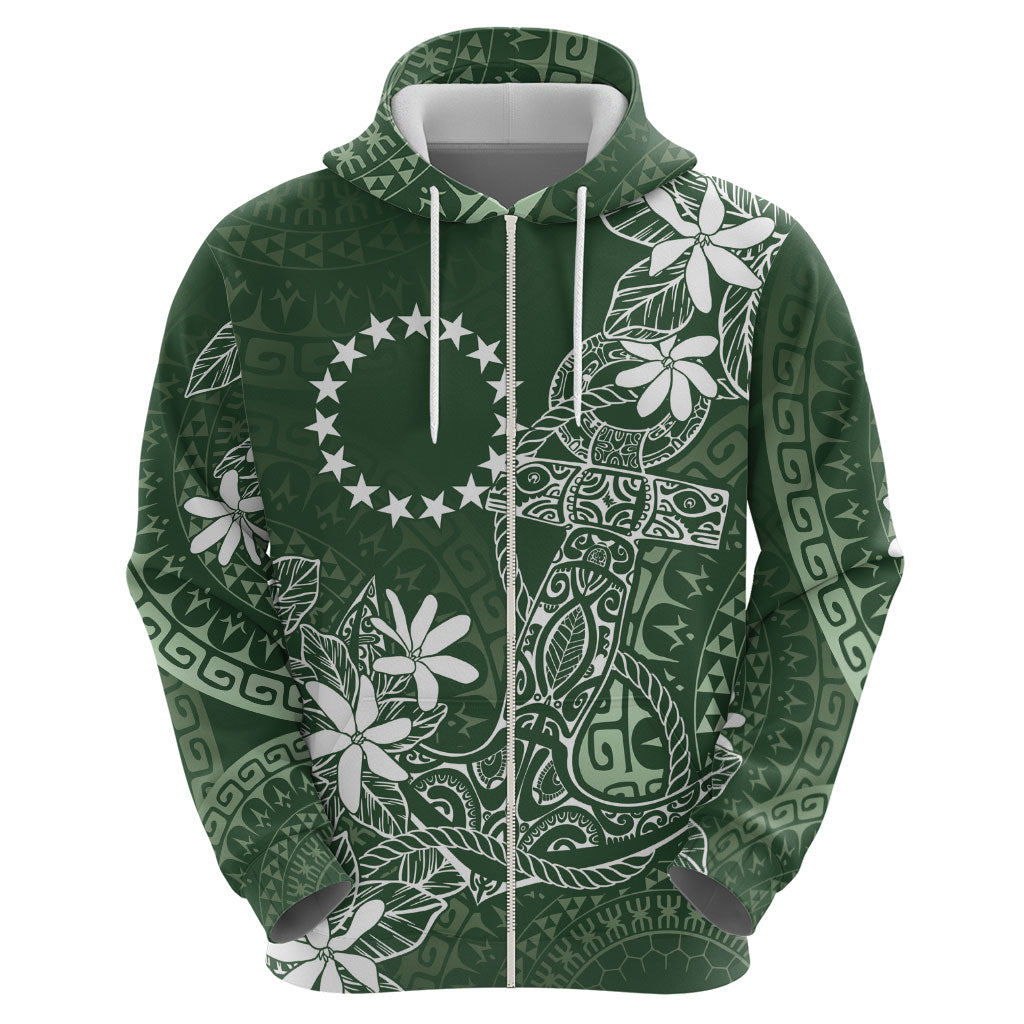 Sage Green Kuki Airani Tapakau Hoodie Tribal Anchor Mix Tiare