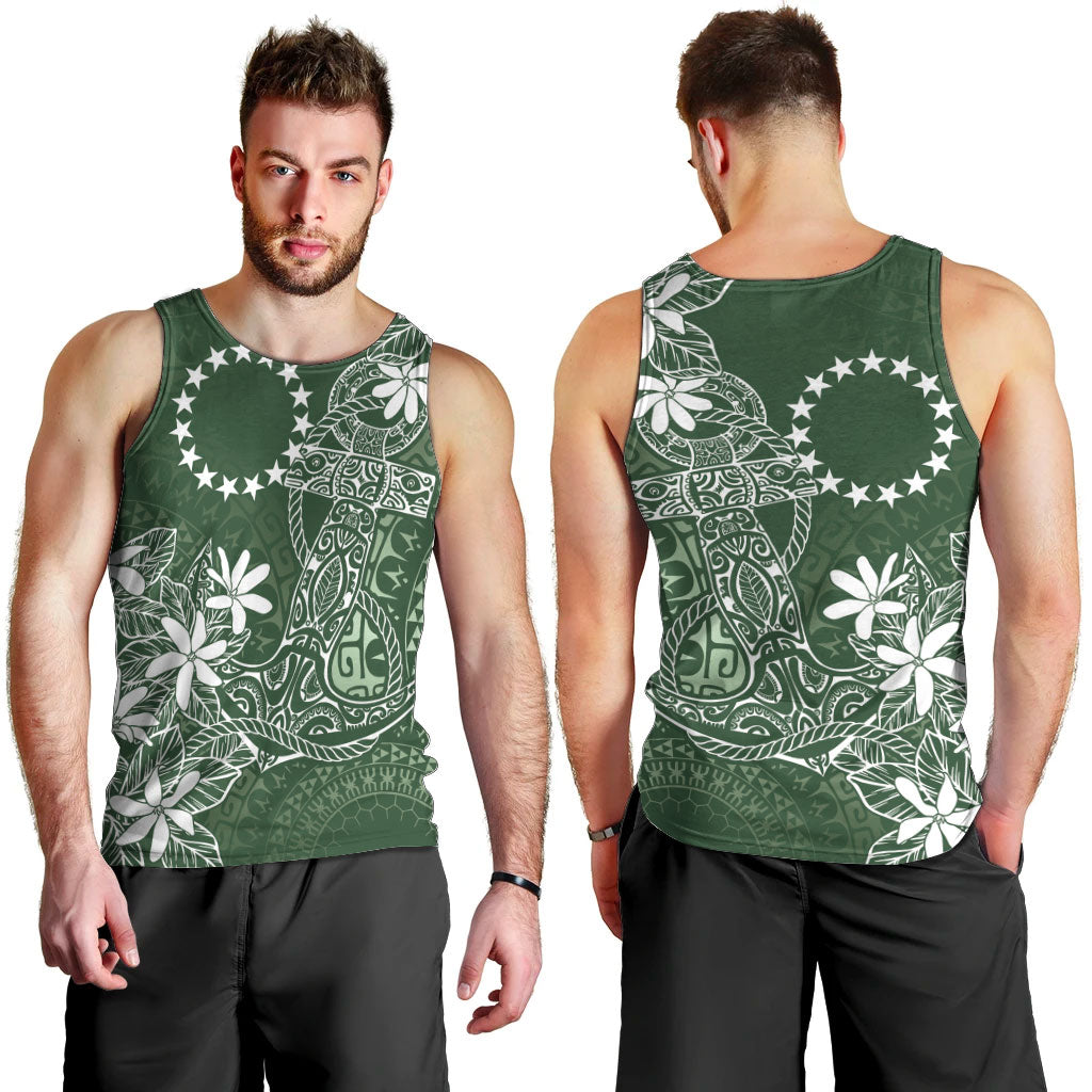 Sage Green Kuki Airani Tapakau Men Tank Top Tribal Anchor Mix Tiare