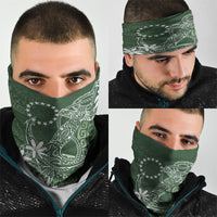 Sage Green Kuki Airani Tapakau Neck Gaiter Tribal Anchor Mix Tiare LT7 - Polynesian Pride
