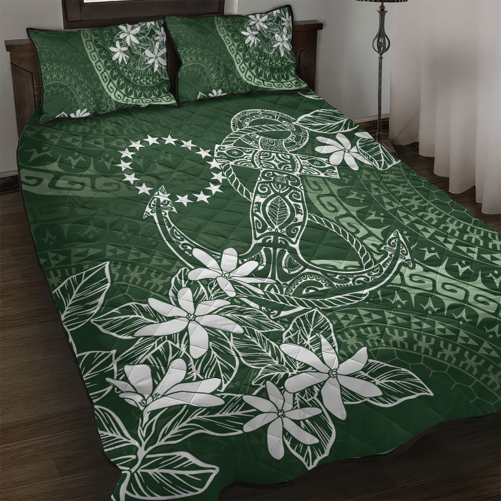 Sage Green Kuki Airani Tapakau Quilt Bed Set Tribal Anchor Mix Tiare LT7 Sage Green - Polynesian Pride